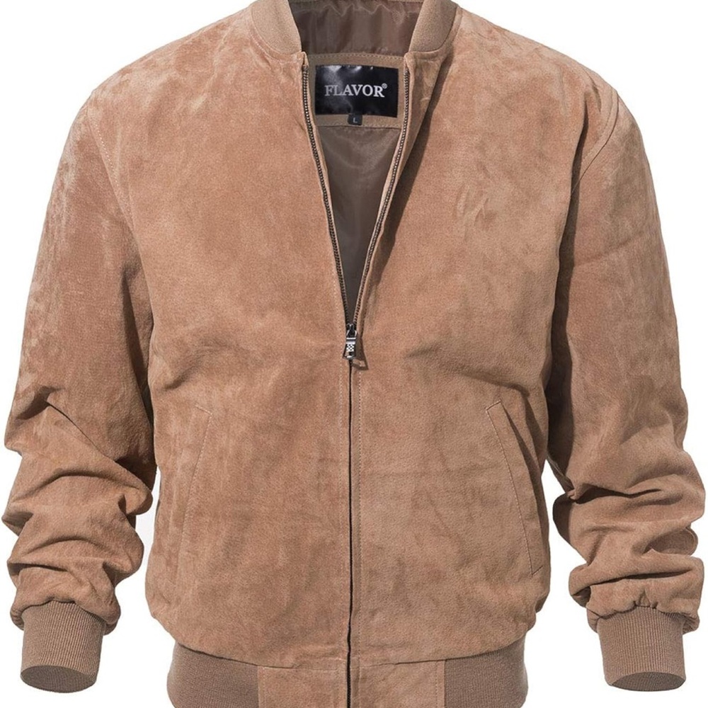 Flavor Tan Suede Bomber Jacket